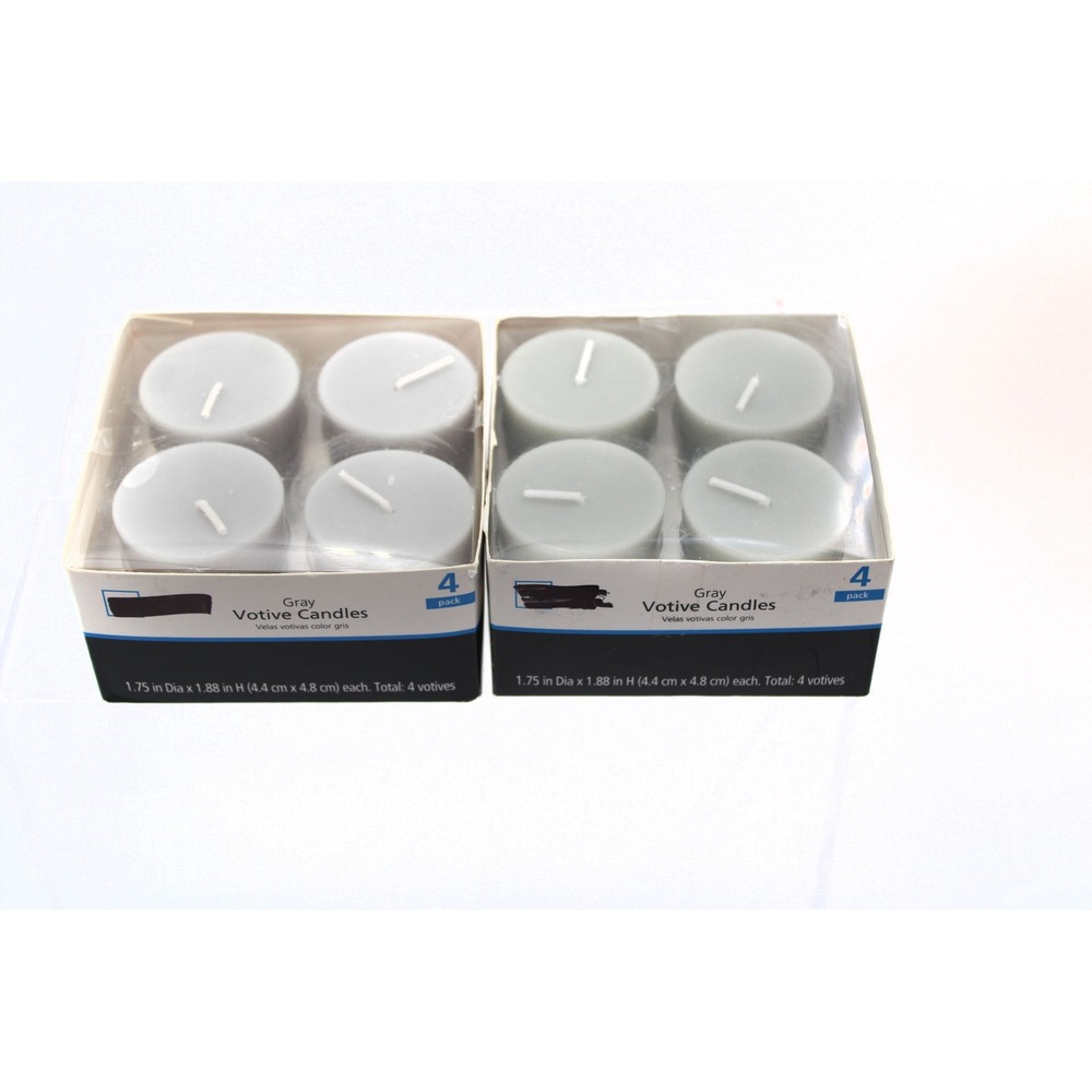 Gray Votive Candles Unscented Set of 8 Home Decor Wedding 1.75in x 1.88in